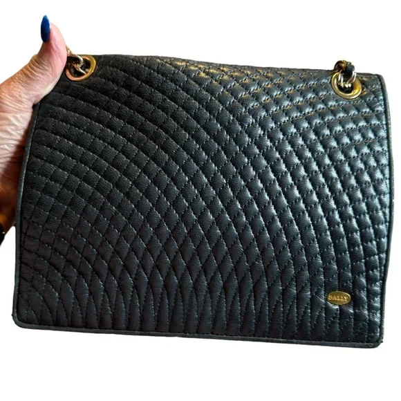 Bally-Authentic-Calf Skin Quilted Leather Black shoulder / crossbody bag - Picture 15 of 16